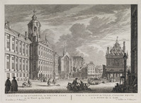 KG 07244
<br/>
Gezicht op het Amsterdamse stadhuis, de Nieuwe Kerk en de Waag
<br/>
<em>Fokke, Simon (1712-1784)</em>